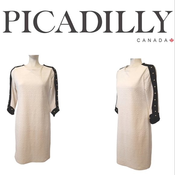 Picadilly Canada stretch  asymmetric sleeve texture stud dress small or medium - Picture 1 of 10